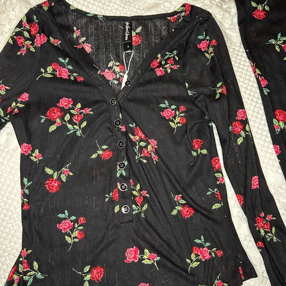 For Love And Lemons Black Floral Pajama Set - Picture 2 of 4